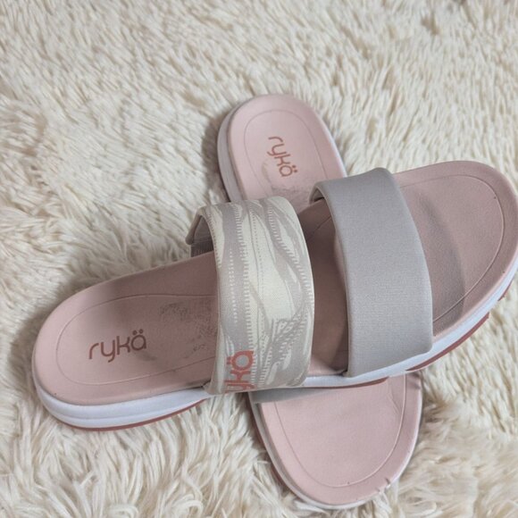 Ryka DIVA Pink Slip-On Sandals Size 8 Fabric Upper Lightweight Casual Slides - Picture 2 of 10